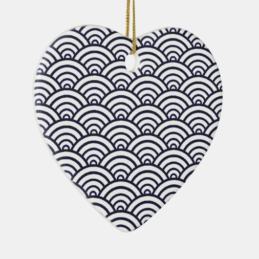 Japanische Blauwellen Seigaiha Sea Keramik Ornament (Rechts)