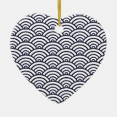 Japanische Blauwellen Seigaiha Sea Keramik Ornament (Vorne)