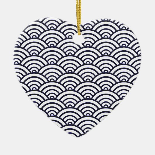 Japanische Blauwellen Seigaiha Sea Keramik Ornament (Vorne)