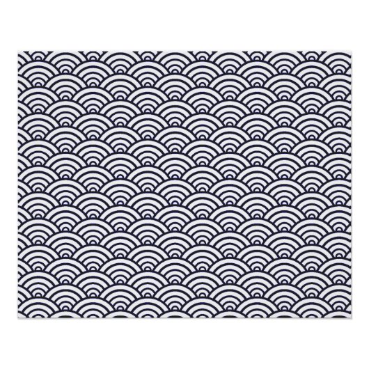 Japanische Blauwellen Seigaiha Sea Poster (Vorderseite)