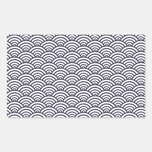 Japanische Blauwellen Seigaiha Sea Rechteckiger Aufkleber (Vorderseite)