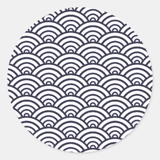 Japanische Blauwellen Seigaiha Sea Runder Aufkleber (Vorderseite)