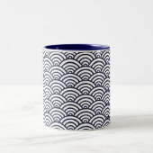Japanische Blauwellen Seigaiha Sea Zweifarbige Tasse (Mittel)