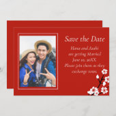 Japanische Blossom-Hochzeit speichert die Datumska Save The Date (Vorne/Hinten)