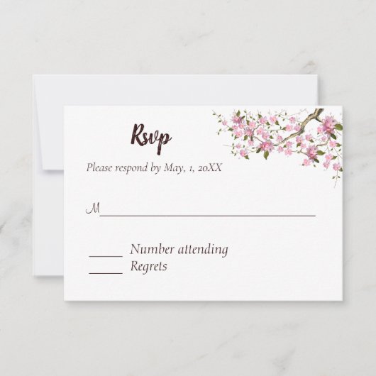 Japanische Blossom-Hochzeitsaktionskarte RSVP Karte (Vorderseite)