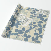 Japanische Blue Leaf-Blume Geschenkpapier (Ungerollt)