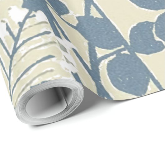 Japanische Blue Leaf-Blume Geschenkpapier (Rolleneckpunkt)