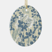 Japanische Blue Leaf-Blume Keramikornament (Rechts)