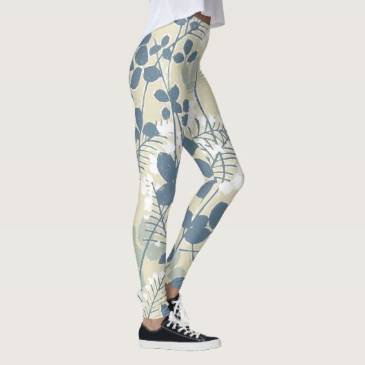 Japanische Blue Leaf-Blume Leggings (Rechts)