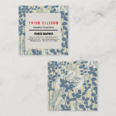 Japanische Blue Leaf-Blume Quadratische Visitenkarte (Vorne/Hinten)