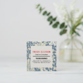 Japanische Blue Leaf-Blume Quadratische Visitenkarte (Stehend Vorderseite)