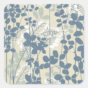 Japanische Blue Leaf-Blume Quadratischer Aufkleber