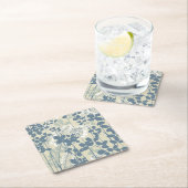 Japanische Blue Leaf-Blume Rechteckiger Pappuntersetzer (Vor Ort)