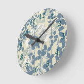 Japanische Blue Leaf-Blume Runde Wanduhr (Winkel)