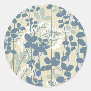 Japanische Blue Leaf-Blume Runder Aufkleber