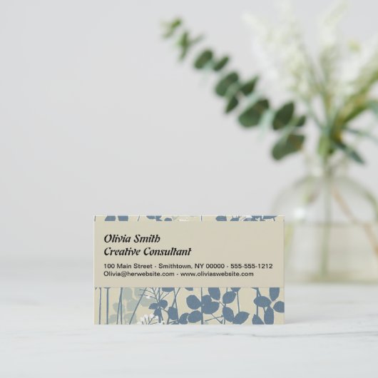 Japanische Blue Leaf-Blume Visitenkarte (Stehend Vorderseite)