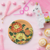 Japanische Blume Border, Mandarin Orange und Gold Pappteller (Party)