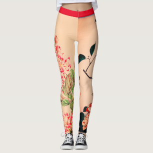 JAPANISCHE BLUME KUNSTDRUCKTE LEGGINGS