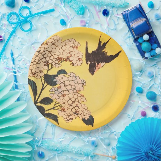 JAPANISCHE BLUME mit BIRD Pappteller (Party)