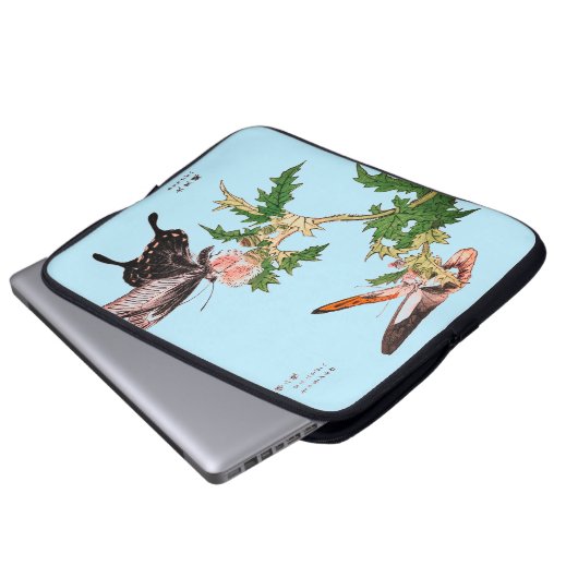 JAPANISCHE BLUME MIT SCHALTFLÄCHEN Elektronik-Bag Laptopschutzhülle (Vorne Knopf)