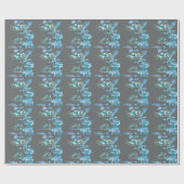 Japanische Blume Pastel Aquamarin & grau Geschenkpapier (Flach)