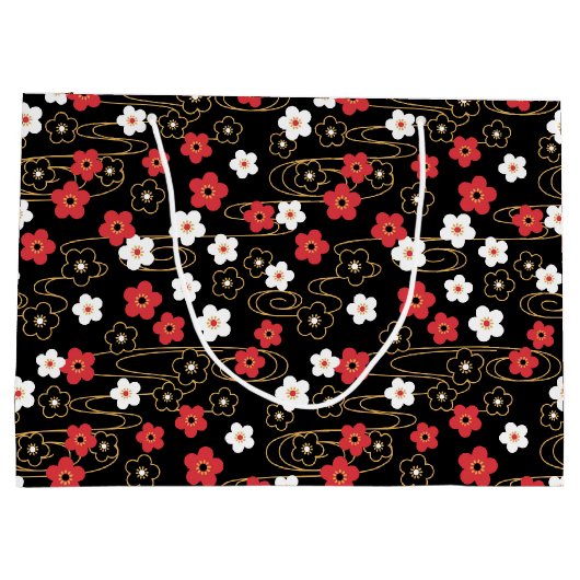 Japanische Blume Sakura Cherry Blossom Große Geschenktüte (Rückseite)