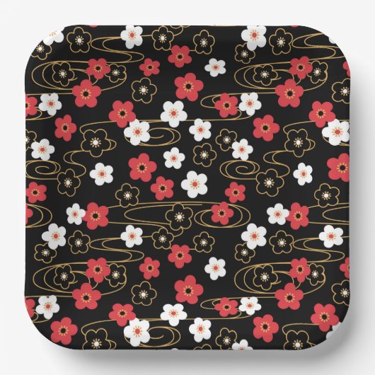 Japanische Blume Sakura Cherry Blossom Pappteller (Vorderseite)