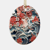 japanische Blume und Waves Keramik Ornament (Rechts)