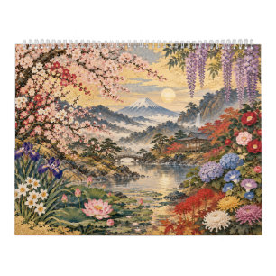 Japanische Blumen 2027 Kalender   Ukiyo-e Inspirie