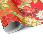 Japanische Blumenkirsche Blossom Red Gold Decoupag Geschenkpapier (Rolleneckpunkt)