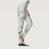Japanische Blumenreben u. Kran-Entwurfs-Leggings Leggings (Rechts)