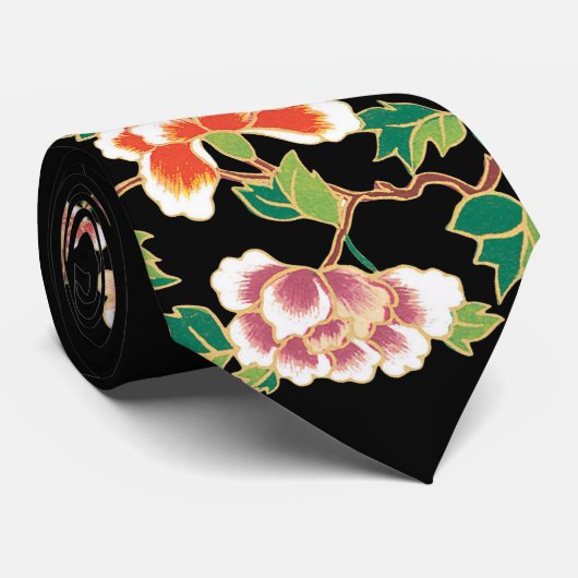 Japanische Blumentätowierungs-Kunst-Krawatte Krawatte (Gerollt)