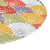 Japanische Blumenwelle: Farbenfrohe Vintage Schneidebrett (Ecke)