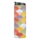 Japanische Blumenwelle: Farbenfrohe Vintage Thermosbecher (Nach rechts gedreht)