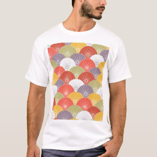 Japanische Blumenwelle: Farbige Vintage T-Shirt