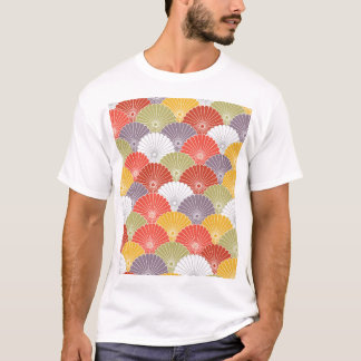 Japanische Blumenwelle: Farbige Vintage T-Shirt