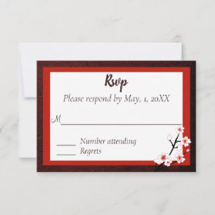 Japanische Blütenhochzeit-Antwortkarte RSVP Karte