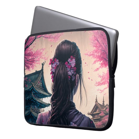 Japanische Blütenpracht - Mädchen - Gerätehülle Laptopschutzhülle (Vorderseite Links)