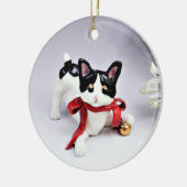 Japanische Bobtail Cat Schwarz-weiß Holiday Orname Keramik Ornament (Links)
