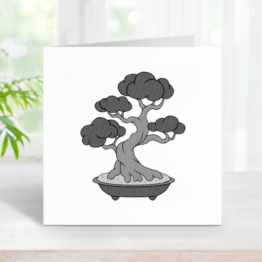 Japanische Bonsai-Bäume in einem Fach, geätzt Gummistempel