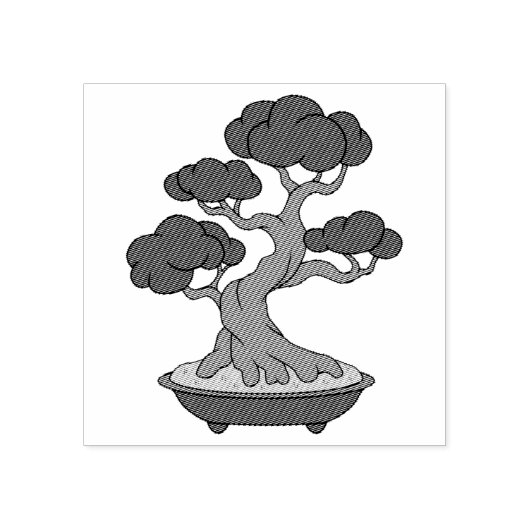 Japanische Bonsai-Bäume in einem Fach, geätzt Gummistempel (Prägung)