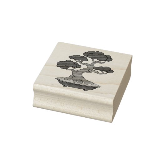 Japanische Bonsai-Bäume in einem Fach, geätzt Gummistempel (Stempel)