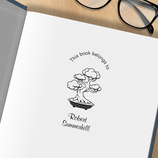 Japanische Bonsai Tree in einem Tray-Buchzeichen Gummistempel