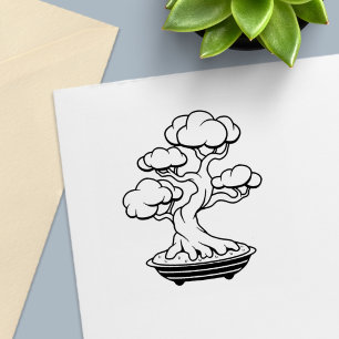Japanische Bonsai Tree in einem Tray Permastempel