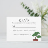 Japanische Bonsai Tree Wedding RSVP Karte (Stehend Vorderseite)