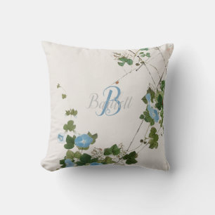 Japanische botanische blaue Blume Kissen