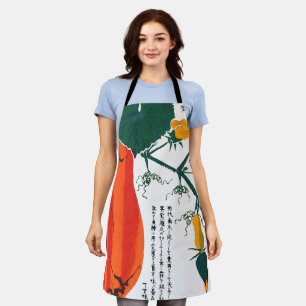 Japanische botanische Illustration eines Kürbis Schürze