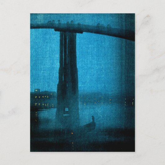 Japanische Brücke bei Nacht 2 Postkarte (Vorderseite)