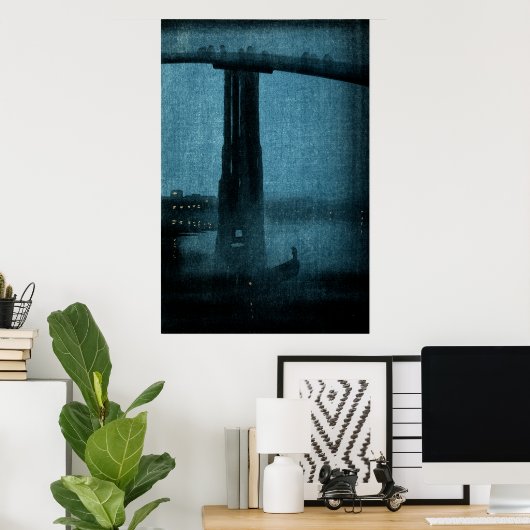 Japanische Brücke bei Nacht Nr.1 Poster (Heimbüro)