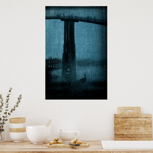 Japanische Brücke bei Nacht Nr.1 Poster (Küche)